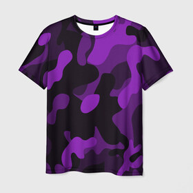 Мужская футболка 3D с принтом Камуфляж , 100% полиэфир | прямой крой, круглый вырез горловины, длина до линии бедер | 23 февраля | black | camouflage | february 23 | khaki | military | soldier | военный | камуфляж | солдат | фиолетовый | хаки | черный