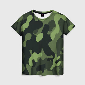Женская футболка 3D с принтом Камуфляж , 100% полиэфир ( синтетическое хлопкоподобное полотно) | прямой крой, круглый вырез горловины, длина до линии бедер | 23 февраля | black | camouflage | february 23 | khaki | military | soldier | военный | камуфляж | солдат | фиолетовый | хаки | черный