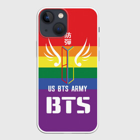 Чехол для iPhone 13 mini с принтом BTS Army ,  |  | army | bangtan boys | beyond the scene | boys | bts | chin | edm | emblem | fans | hieroglyphs | hip hop | jimin | k pop | logo | rainbow | rb | rm | south korean | армия | бойбенд | ви | джей хоуп | иероглифы | логотип | мальчики | радуга | сюга | 