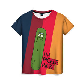 Женская футболка 3D с принтом Pickle Rick , 100% полиэфир ( синтетическое хлопкоподобное полотно) | прямой крой, круглый вырез горловины, длина до линии бедер | c 137 | morty | morty smith | portal | rick | rick and morty | rick sanchez | sanchez | smith | морти | морти смит | огурчик рик | пикл рик | пиклрик | портал | рик | рик и морти | рик санчез | санчез | смит