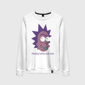 Женский свитшот хлопок с принтом Wubba lubba dub dub , 100% хлопок | прямой крой, круглый вырез, на манжетах и по низу широкая трикотажная резинка  | Тематика изображения на принте: c 137 | morty | morty smith | portal | rick | rick and morty | rick sanchez | sanchez | smith | морти | морти смит | портал | рик | рик и морти | рик санчез | санчез | смит