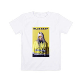 Детская футболка хлопок с принтом Билли Айлиш , 100% хлопок | круглый вырез горловины, полуприлегающий силуэт, длина до линии бедер | billie eilish | билли айлиш | лицо | очки | текст