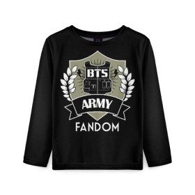 Детский лонгслив 3D с принтом BTS Army Fandom , 100% полиэстер | длинные рукава, круглый вырез горловины, полуприлегающий силуэт
 | army | bangtan boys | beyond the scene | boys | bts | chin | edm | emblem | fandom | fans | hieroglyphs | hip hop | jimin | k pop | logo | rainbow | rb | rm | south korean | армия | бойбенд | ви | джей хоуп | иероглифы | логотип | мальчики | радуга 