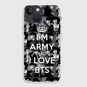 Чехол для iPhone 13 mini с принтом I am army and I lover BTS ,  |  | bangtan boys | beyond the scene | boyband | boys | bts | chin | chonguk | collage | crown | edm | flowers | hip hop | jimin | jj hope | k pop | photo | r  b | rm | south korean | suga | wee | бойбенд | ви | джей хоуп | коллаж | корона | мальчики | с