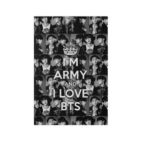 Обложка для паспорта матовая кожа с принтом I am army and I lover BTS , натуральная матовая кожа | размер 19,3 х 13,7 см; прозрачные пластиковые крепления | bangtan boys | beyond the scene | boyband | boys | bts | chin | chonguk | collage | crown | edm | flowers | hip hop | jimin | jj hope | k pop | photo | r  b | rm | south korean | suga | wee | бойбенд | ви | джей хоуп | коллаж | корона | мальчики | с