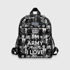 Детский рюкзак 3D с принтом I am army and I lover BTS , 100% полиэстер | лямки с регулируемой длиной, сверху петелька, чтобы рюкзак можно было повесить на вешалку. Основное отделение закрывается на молнию, как и внешний карман. Внутри дополнительный карман. По бокам два дополнительных кармашка | bangtan boys | beyond the scene | boyband | boys | bts | chin | chonguk | collage | crown | edm | flowers | hip hop | jimin | jj hope | k pop | photo | r  b | rm | south korean | suga | wee | бойбенд | ви | джей хоуп | коллаж | корона | мальчики | с