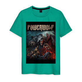 Мужская футболка хлопок с принтом Powerwolf , 100% хлопок | прямой крой, круглый вырез горловины, длина до линии бедер, слегка спущенное плечо. | Тематика изображения на принте: 
