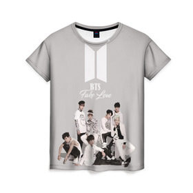 Женская футболка 3D с принтом BTS Take love , 100% полиэфир ( синтетическое хлопкоподобное полотно) | прямой крой, круглый вырез горловины, длина до линии бедер | Тематика изображения на принте: bangtan boys | beyond the scene | boyband | boys | bts | chin | chonguk | edm | emblem | hip hop | jimin | jj hope | k pop | logo | r  b | rm | south korean | suga | wee | бойбенд | ви | возьми | джей хоуп | логотип | любовь | мальчики | сюга | х