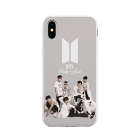 Чехол для iPhone X матовый с принтом BTS Take love , Силикон | Печать на задней стороне чехла, без боковой панели | bangtan boys | beyond the scene | boyband | boys | bts | chin | chonguk | edm | emblem | hip hop | jimin | jj hope | k pop | logo | r  b | rm | south korean | suga | wee | бойбенд | ви | возьми | джей хоуп | логотип | любовь | мальчики | сюга | х