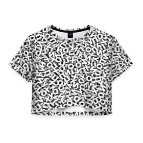Женская футболка Cropp-top с принтом буквы ЙУХОП , 100% полиэстер | круглая горловина, длина футболки до линии талии, рукава с отворотами | алфавит | белый | буквы | паттрен | слово | узор
