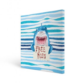 Холст квадратный с принтом Free Kiss , 100% ПВХ |  | free kiss | акула | бесплатные поцелуи | вода | кровь | море | объявление | острые зубы | поцелуй | рыба | табличка | хищник