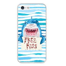 Чехол для iPhone 5/5S матовый с принтом Free Kiss , Силикон | Область печати: задняя сторона чехла, без боковых панелей | free kiss | акула | бесплатные поцелуи | вода | кровь | море | объявление | острые зубы | поцелуй | рыба | табличка | хищник