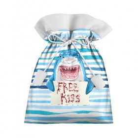 Подарочный 3D мешок с принтом Free Kiss , 100% полиэстер | Размер: 29*39 см | free kiss | акула | бесплатные поцелуи | вода | кровь | море | объявление | острые зубы | поцелуй | рыба | табличка | хищник