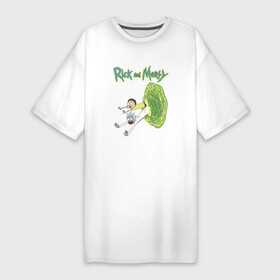 Платье-футболка хлопок с принтом Rick and Morty portal ,  |  | morty | morty smith | portal | rick | rick and morty | rick sanchez | sanchez | smith | морти | морти смит | портал | рик | рик и морти | рик санчез | санчез | смит
