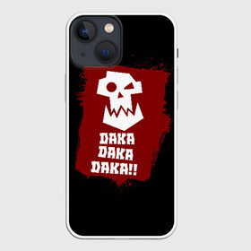 Чехол для iPhone 13 mini с принтом DAKA DAKA ,  |  | Тематика изображения на принте: 40000 | 40k | daka | game | ork | orks | warhammer | warhammer 40k | wh40k | игра | орки