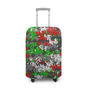Чехол для чемодана 3D с принтом Камуфляж с буквами FCLM , 86% полиэфир, 14% спандекс | двустороннее нанесение принта, прорези для ручек и колес | зеленый | клуб | красно зеленый | красный | локо | локомотив | москва | паттерн