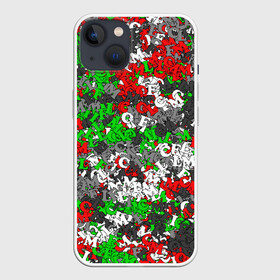 Чехол для iPhone 13 с принтом Камуфляж с буквами FCLM ,  |  | зеленый | клуб | красно зеленый | красный | локо | локомотив | москва | паттерн