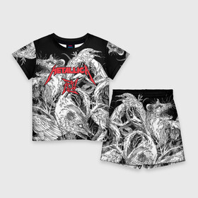 Детский костюм с шортами 3D с принтом Metallica ,  |  | american | angry | emblem | james hetfield | kirk hammett | la | live | logo | metal band | metallica | rats | ravens | zombies | американская | вороны | джеймс хетфилд | живые | злые | зомби | кирк хэмметт | крысы | ларс ульрих | логотип | мета