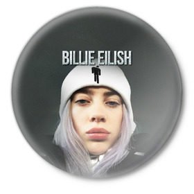 Значок с принтом BILLIE EILISH ,  металл | круглая форма, металлическая застежка в виде булавки | Тематика изображения на принте: ayelish | bad guy | bellyache | bilie eilish | bilie elish | billie | billie eilish | eilish | electronic | elish | music | били айлиш | билли айлиш | эйлиш | элиш