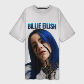 Платье-футболка 3D с принтом BILLIE EILISH ,  |  | ayelish | bad guy | bellyache | bilie eilish | bilie elish | billie | billie eilish | eilish | electronic | elish | music | били айлиш | билли айлиш | эйлиш | элиш