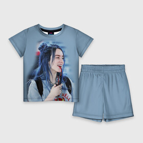 Детский костюм с шортами 3D с принтом BILLIE EILISH ,  |  | ayelish | bad guy | bellyache | bilie eilish | bilie elish | billie | billie eilish | eilish | electronic | elish | music | били айлиш | билли айлиш | эйлиш | элиш