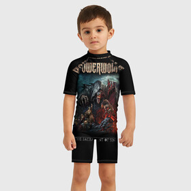 Детский купальный костюм 3D с принтом Powerwolf , Полиэстер 85%, Спандекс 15% | застежка на молнии на спине | powerwolf | метал | повервольф | повервульф | рок