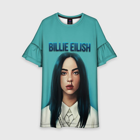 Детское платье 3D с принтом BILLIE EILISH , 100% полиэстер | прямой силуэт, чуть расширенный к низу. Круглая горловина, на рукавах — воланы | ayelish | bad guy | bellyache | bilie eilish | bilie elish | billie | billie eilish | eilish | electronic | elish | music | били айлиш | билли айлиш | эйлиш | элиш