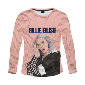 Женский лонгслив 3D с принтом BILLIE EILISH , 100% полиэстер | длинные рукава, круглый вырез горловины, полуприлегающий силуэт | ayelish | bad guy | bellyache | bilie eilish | bilie elish | billie | billie eilish | eilish | electronic | elish | music | били айлиш | билли айлиш | эйлиш | элиш