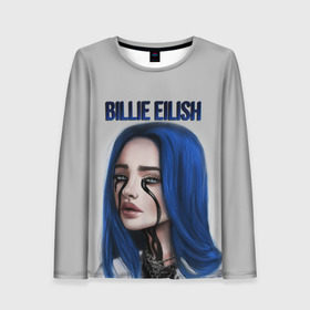 Женский лонгслив 3D с принтом BILLIE EILISH , 100% полиэстер | длинные рукава, круглый вырез горловины, полуприлегающий силуэт | ayelish | bad guy | bellyache | bilie eilish | bilie elish | billie | billie eilish | eilish | electronic | elish | music | били айлиш | билли айлиш | эйлиш | элиш