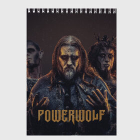 Скетчбук с принтом Powerwolf , 100% бумага
 | 48 листов, плотность листов — 100 г/м2, плотность картонной обложки — 250 г/м2. Листы скреплены сверху удобной пружинной спиралью | Тематика изображения на принте: powerwolf | метал | повервольф | повервульф | рок