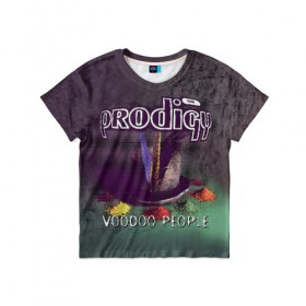 Детская футболка 3D с принтом The Prodigy , 100% гипоаллергенный полиэфир | прямой крой, круглый вырез горловины, длина до линии бедер, чуть спущенное плечо, ткань немного тянется | prodigy | voodoo people | продиджи