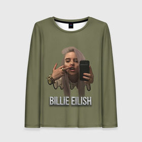 Женский лонгслив 3D с принтом BILLIE EILISH , 100% полиэстер | длинные рукава, круглый вырез горловины, полуприлегающий силуэт | ayelish | bad guy | bellyache | bilie eilish | bilie elish | billie | billie eilish | eilish | electronic | elish | music | били айлиш | билли айлиш | эйлиш | элиш