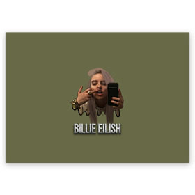 Поздравительная открытка с принтом BILLIE EILISH , 100% бумага | плотность бумаги 280 г/м2, матовая, на обратной стороне линовка и место для марки
 | Тематика изображения на принте: ayelish | bad guy | bellyache | bilie eilish | bilie elish | billie | billie eilish | eilish | electronic | elish | music | били айлиш | билли айлиш | эйлиш | элиш