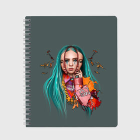 Тетрадь с принтом BILLIE EILISH , 100% бумага | 48 листов, плотность листов — 60 г/м2, плотность картонной обложки — 250 г/м2. Листы скреплены сбоку удобной пружинной спиралью. Уголки страниц и обложки скругленные. Цвет линий — светло-серый
 | ayelish | bad guy | bellyache | bilie eilish | bilie elish | billie | billie eilish | eilish | electronic | elish | music | били айлиш | билли айлиш | эйлиш | элиш