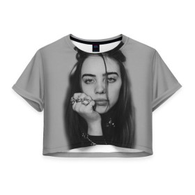 Женская футболка Cropp-top с принтом BILLIE EILISH , 100% полиэстер | круглая горловина, длина футболки до линии талии, рукава с отворотами | Тематика изображения на принте: ayelish | bad guy | bellyache | bilie eilish | bilie elish | billie | billie eilish | eilish | electronic | elish | music | били айлиш | билли айлиш | эйлиш | элиш