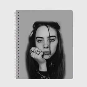 Тетрадь с принтом BILLIE EILISH , 100% бумага | 48 листов, плотность листов — 60 г/м2, плотность картонной обложки — 250 г/м2. Листы скреплены сбоку удобной пружинной спиралью. Уголки страниц и обложки скругленные. Цвет линий — светло-серый
 | ayelish | bad guy | bellyache | bilie eilish | bilie elish | billie | billie eilish | eilish | electronic | elish | music | били айлиш | билли айлиш | эйлиш | элиш