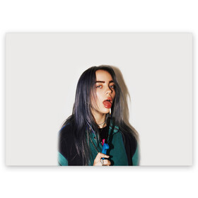 Поздравительная открытка с принтом BILLIE EILISH , 100% бумага | плотность бумаги 280 г/м2, матовая, на обратной стороне линовка и место для марки
 | Тематика изображения на принте: ayelish | bad guy | bellyache | bilie eilish | bilie elish | billie | billie eilish | eilish | electronic | elish | music | били айлиш | билли айлиш | эйлиш | элиш