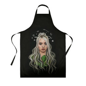 Фартук 3D с принтом BILLIE EILISH , 100% полиэстер | общий размер — 65 х 85 см, ширина нагрудника — 26 см, горловина — 53 см, длина завязок — 54 см, общий обхват в поясе — 173 см. Принт на завязках и на горловине наносится с двух сторон, на основной части фартука — только с внешней стороны | ayelish | bad guy | bellyache | bilie eilish | bilie elish | billie | billie eilish | eilish | electronic | elish | music | били айлиш | билли айлиш | эйлиш | элиш