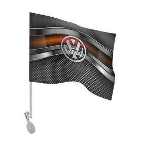 Флаг для автомобиля с принтом Volkswagen Metal , 100% полиэстер | Размер: 30*21 см | volkswagen | авто | волксваген | вольсваген | железо | кольчуга | лого авто | метал | металлическая | сетка | сталь | цепи