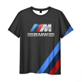 Мужская футболка 3D с принтом BMW КАРБОН , 100% полиэфир | прямой крой, круглый вырез горловины, длина до линии бедер | bmw | абстракция | авто | автомобиль | лого | логотип | машина | скорость