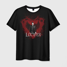 Мужская футболка 3D с принтом Lucifer heart , 100% полиэфир | прямой крой, круглый вырез горловины, длина до линии бедер | 