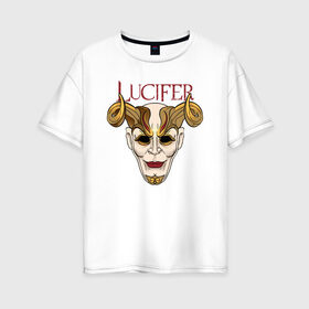Женская футболка хлопок Oversize с принтом Masquerade , 100% хлопок | свободный крой, круглый ворот, спущенный рукав, длина до линии бедер
 | lucifer | дьявол | маскарад | монстр | рогатый | хэллоуин