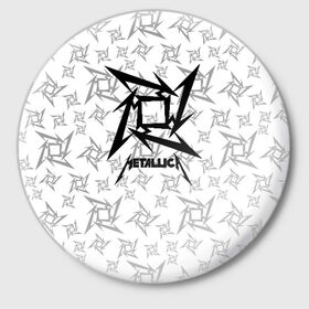 Значок с принтом METALLICA ,  металл | круглая форма, металлическая застежка в виде булавки | metallica | metallica logo | rock | метал группа | металл | металлика логотип | музыка | рок | трэш метал | хеви метал