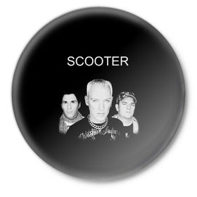 Значок с принтом Scooter ,  металл | круглая форма, металлическая застежка в виде булавки | scooter | германия | клуб | клубная музыка | музыка | немецкая группа | скутер | танцевальная | электронная