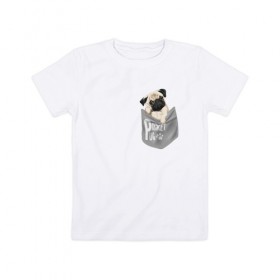 Детская футболка хлопок с принтом Мопс в кармане , 100% хлопок | круглый вырез горловины, полуприлегающий силуэт, длина до линии бедер | pug | карман | карманный мопс | малыш | милый | мопс | пес | песик | собака | собачка