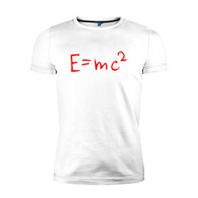 Мужская футболка премиум с принтом E=mc2 , 92% хлопок, 8% лайкра | приталенный силуэт, круглый вырез ворота, длина до линии бедра, короткий рукав | Тематика изображения на принте: emc 2 | emc2 | знаменитые формулы | физика | формулы | эйнштейн