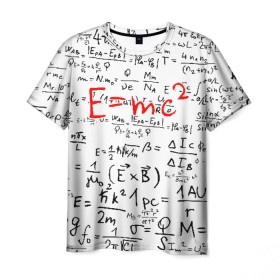 Мужская футболка 3D с принтом E=mc2 (редач) , 100% полиэфир | прямой крой, круглый вырез горловины, длина до линии бедер | Тематика изображения на принте: emc 2 | emc2 | знаменитые формулы | физика | формулы | эйнштейн