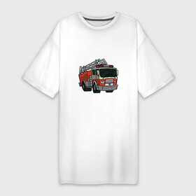Платье-футболка хлопок с принтом Пожарная Машина ,  |  | огонь | пожар | пожарная | пожарная охрана | пожарник | пожарный