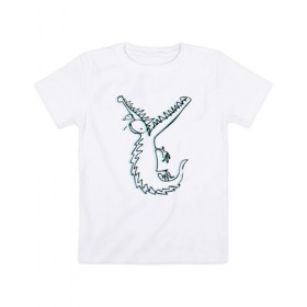 Детская футболка хлопок с принтом Крокодил , 100% хлопок | круглый вырез горловины, полуприлегающий силуэт, длина до линии бедер | забавный | крокодил | рисунок