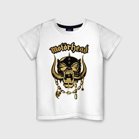 Детская футболка хлопок с принтом MOTORHEAD , 100% хлопок | круглый вырез горловины, полуприлегающий силуэт, длина до линии бедер | Тематика изображения на принте: england | motorhead | моторхед